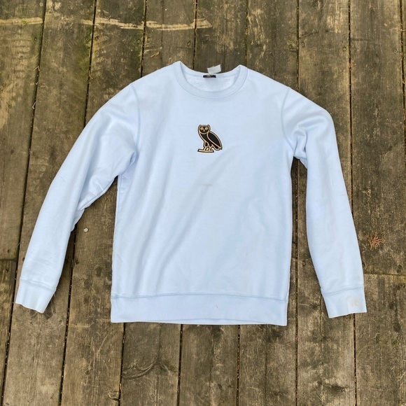 Octobers Very Own Classic Owl Logo Sweatshirt OVO Crewneck Light Blue Small - Picture 10 of 10